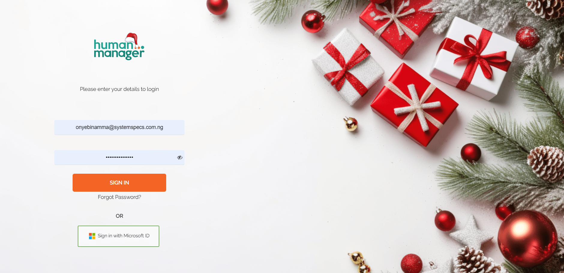 signup page
