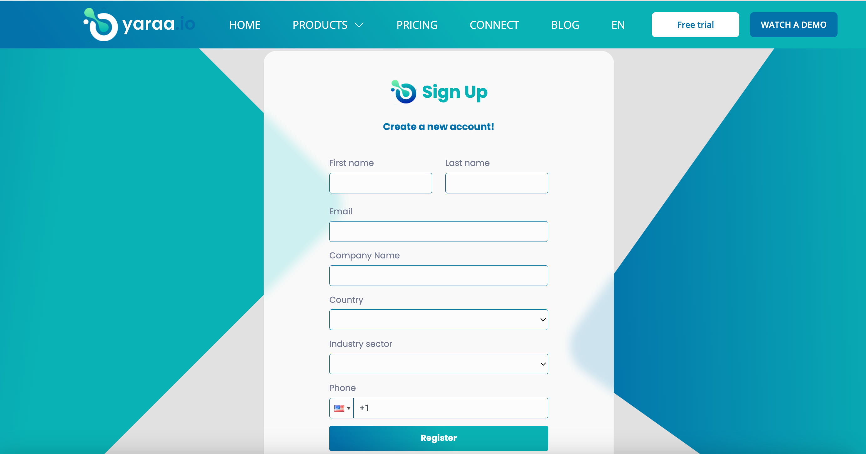 signup page